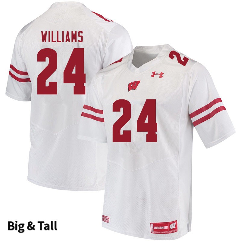 Wisconsin Badgers Men's #24 James Williams NCAA Under Armour Authentic White Big & Tall College Stitched Football Jersey HM40K58ZY